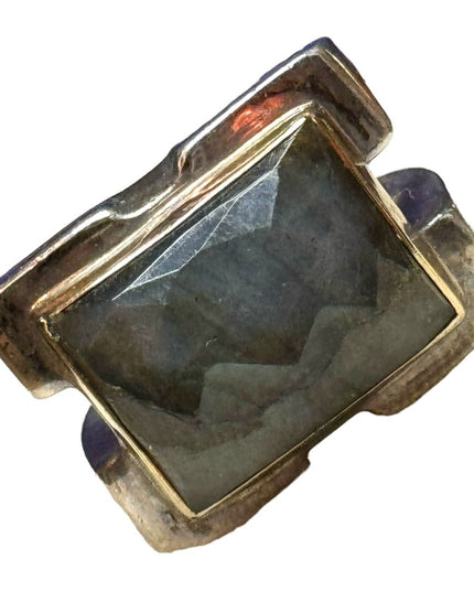 Lovely sterling silver 925 Michael Dawkins chunky Labradorite ring