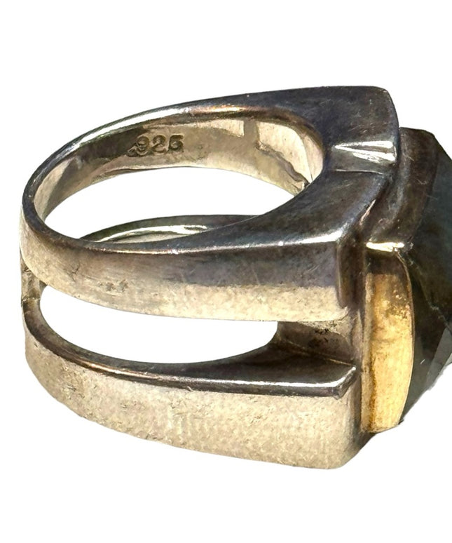 Lovely sterling silver 925 Michael Dawkins chunky Labradorite ring