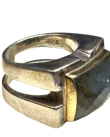 Lovely sterling silver 925 Michael Dawkins chunky Labradorite ring