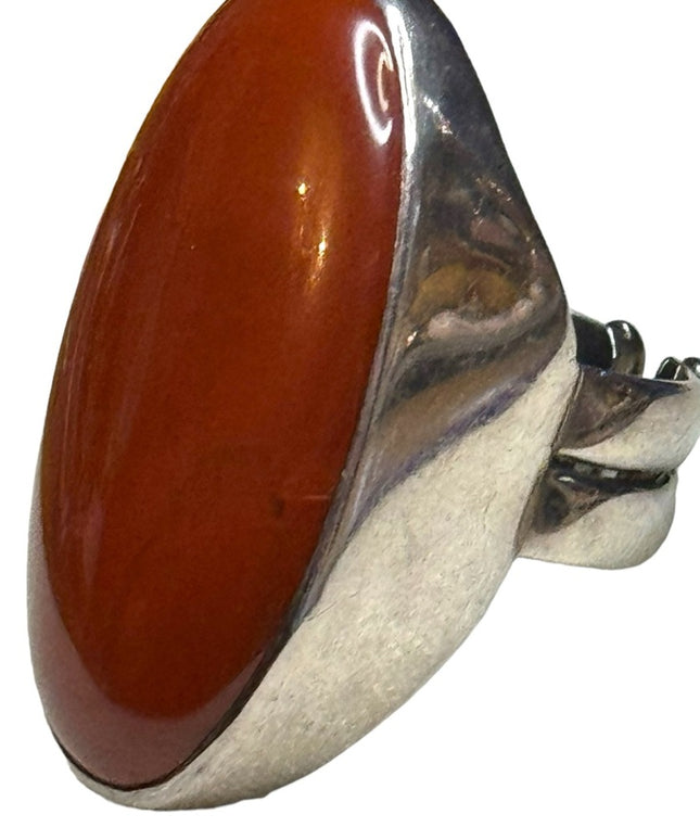 Sajen sterling silver 925 elongated handmade Balenisian Bali Jasper ring
