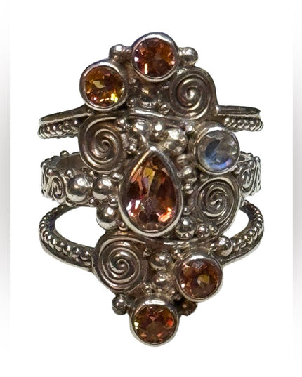 Sajen sterling silver 925 Balenisian handmade mystic topaz moonstone ring