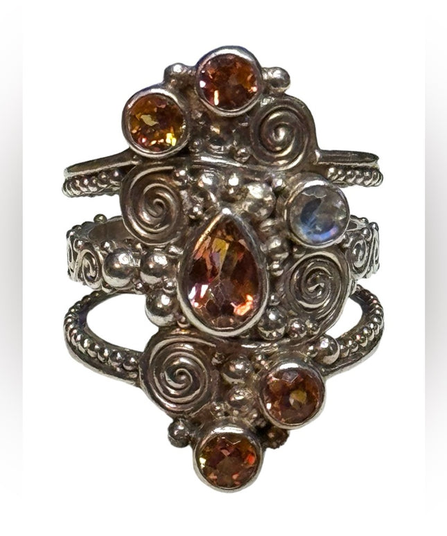 Sajen sterling silver 925 Balenisian handmade mystic topaz moonstone ring