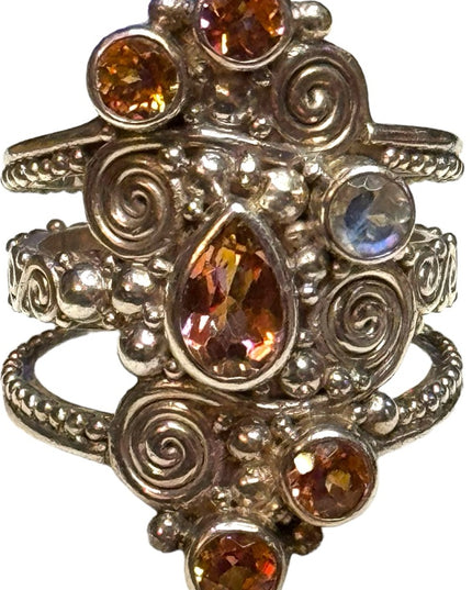 Sajen sterling silver 925 Balenisian handmade mystic topaz moonstone ring