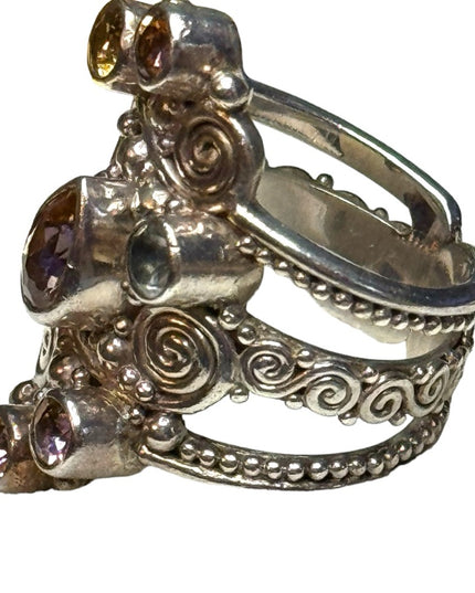 Sajen sterling silver 925 Balenisian handmade mystic topaz moonstone ring