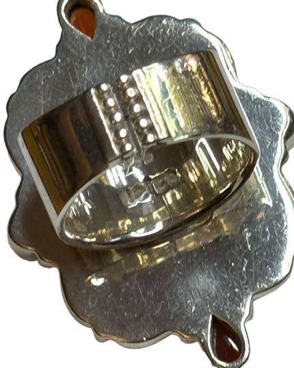 Sajen Bali Sterling silver mudstone scrollwork garnet ring 925 designer