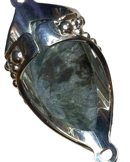 Sajen Seraphinite and Moonstone Statement Ring Elongated sterling silver 925