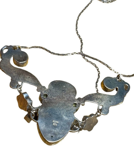 Stunning sterling silver 925 Bali designer goddess DRUZY moonstone necklace