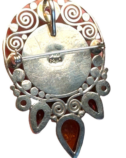 Bali handmade Sajen Boneface goddess amber garnet moonstone pendant brooch