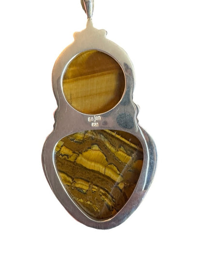 Sajen sterling silver 925 Bali Goddess tiger eye garnet large pendant designer
