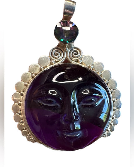 Sajen sterling silver 925 Bali designer large goddess amethyst pendant handmade