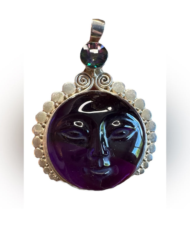 Sajen sterling silver 925 Bali designer large goddess amethyst pendant handmade