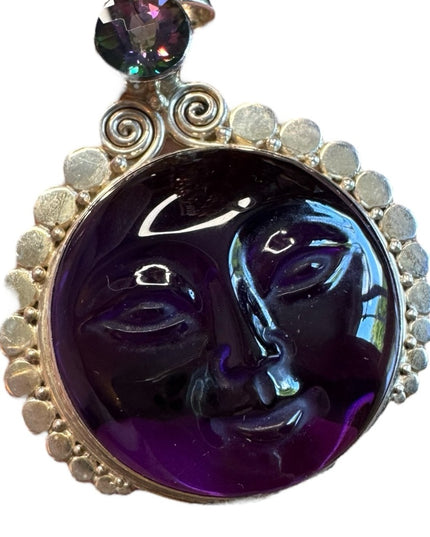 Sajen sterling silver 925 Bali designer large goddess amethyst pendant handmade