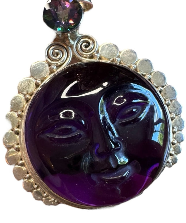 Sajen sterling silver 925 Bali designer large goddess amethyst pendant handmade