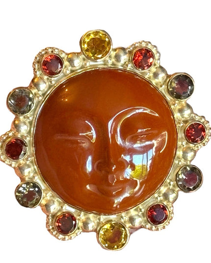 Sajen sterling silver 925 multi gemstone jasper goddess Bali pendant brooch