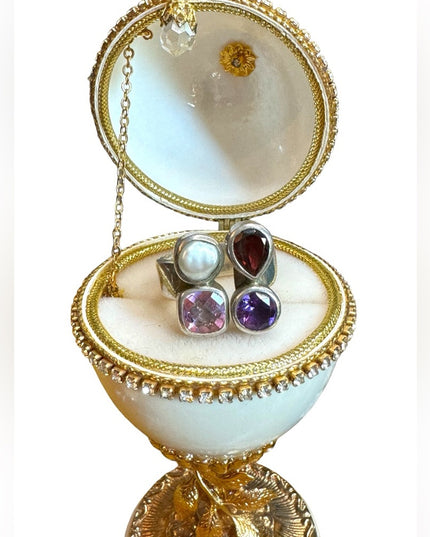 Wow!  sterling silver 925 multi gemstone amethyst pearl garnet topaz fancy ring