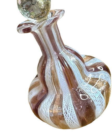 Mid-Century Italian Venetian Murano Glass  Perfume Bottle gold & pink purple