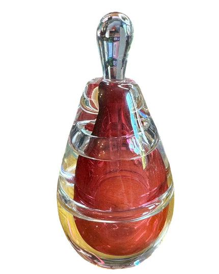 Lovely handmade spun glass pink perfume bottle Murano crystal raspberry heavy