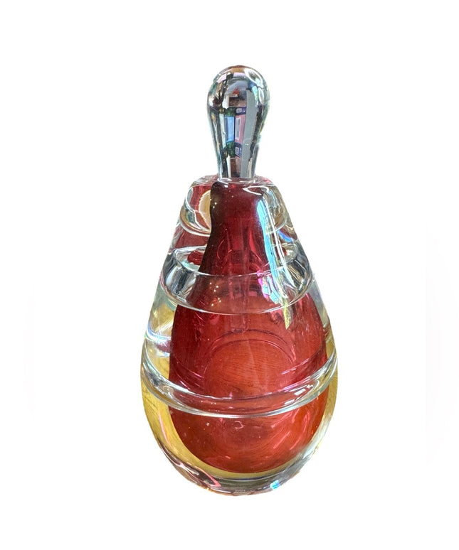 Lovely handmade spun glass pink perfume bottle Murano crystal raspberry heavy