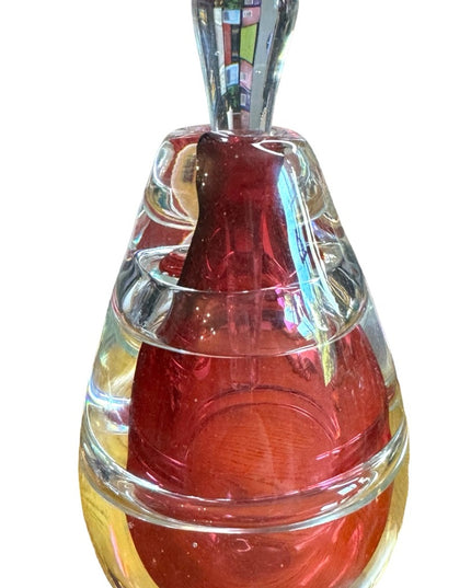 Lovely handmade spun glass pink perfume bottle Murano crystal raspberry heavy