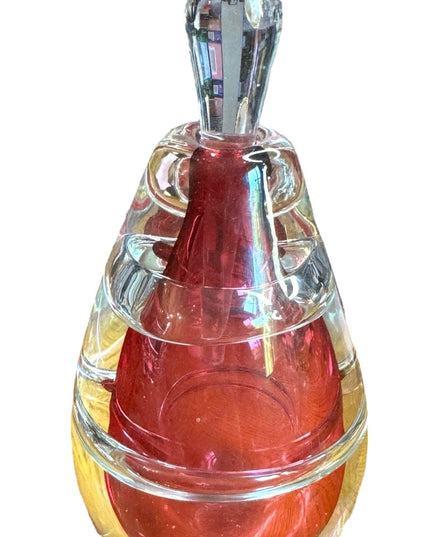 Lovely handmade spun glass pink perfume bottle Murano crystal raspberry heavy