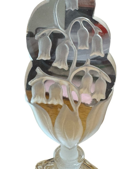 Vintage crystal perfume bottle with large tall floral glass dabber