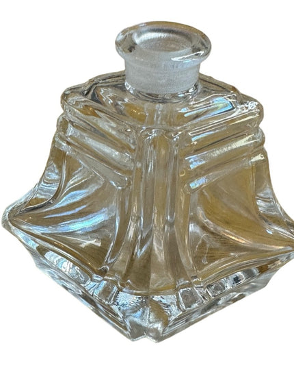 Vintage crystal perfume bottle with large tall floral glass dabber