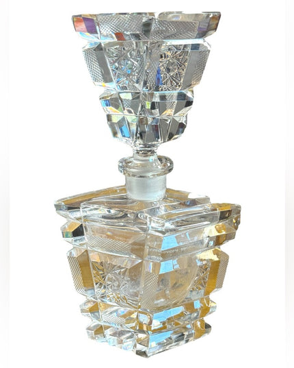 Vintage Perfume Bottle Kristall Handgeschliffen Tall heavy  Elaborate Cut Glass