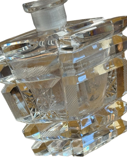 Vintage Perfume Bottle Kristall Handgeschliffen Tall heavy  Elaborate Cut Glass