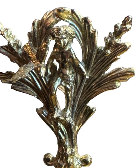 Large gold plt Vintage Vanity Ormolu Perfume Bottle Matson clear glass cherub