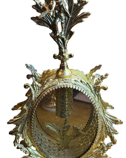 Large gold plt Vintage Vanity Ormolu Perfume Bottle Matson clear glass cherub