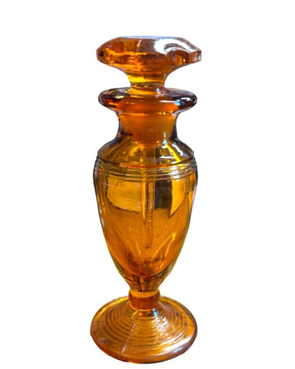 Antique amber glass perfume bottle corset style