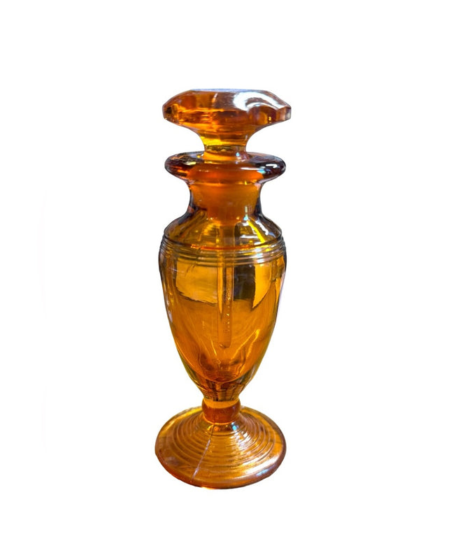 Antique amber glass perfume bottle corset style