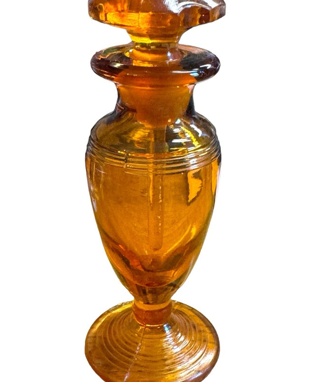 Antique amber glass perfume bottle corset style
