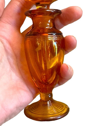 Antique amber glass perfume bottle corset style