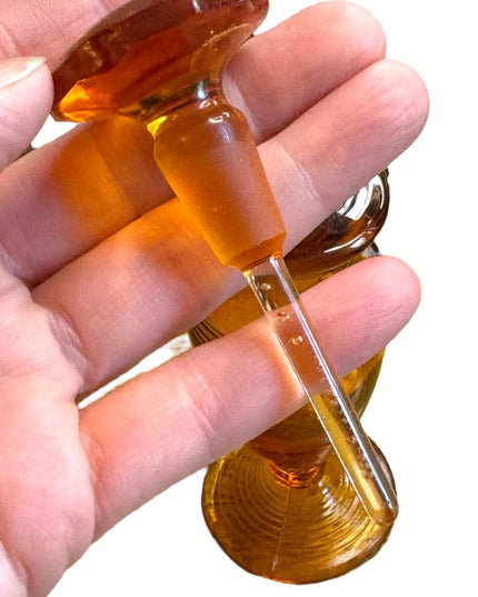 Antique amber glass perfume bottle corset style