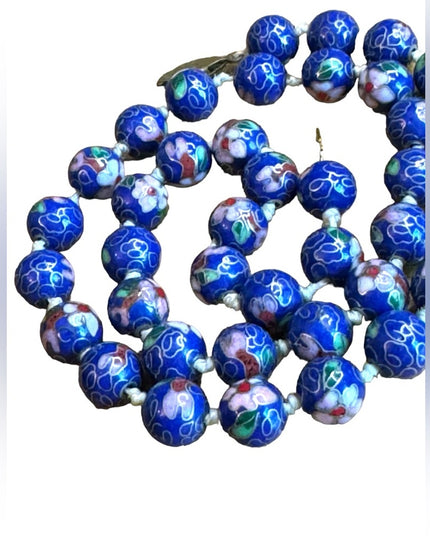 Vintage Chinese cloissone imported metal bead necklace