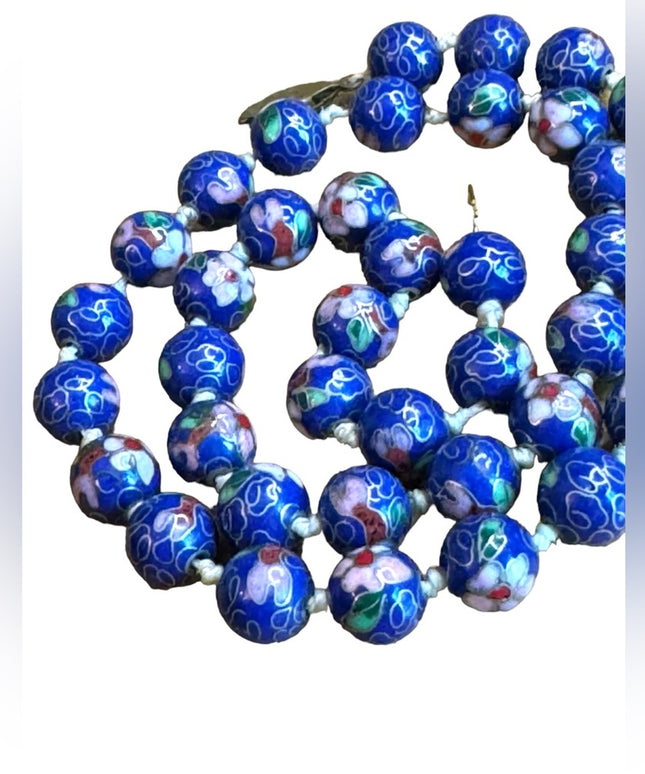 Vintage Chinese cloissone imported metal bead necklace