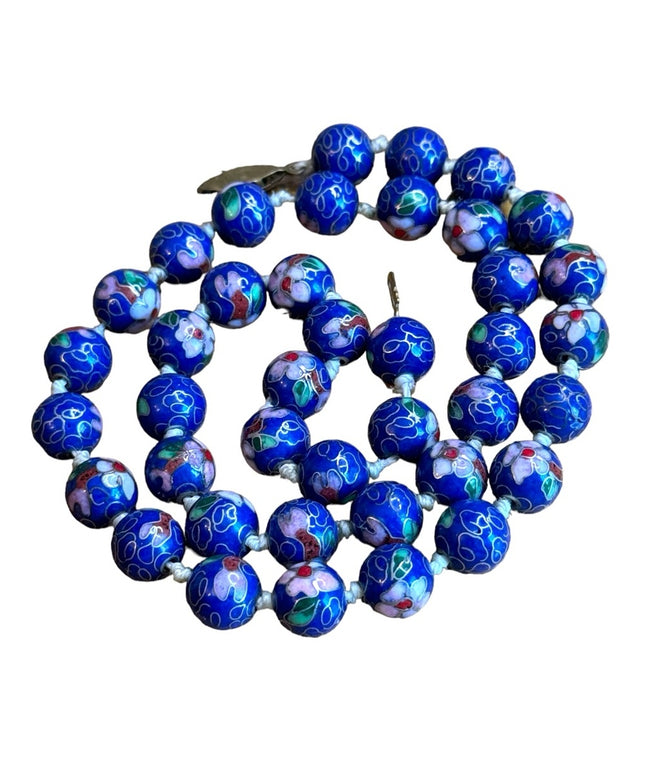 Vintage Chinese cloissone imported metal bead necklace
