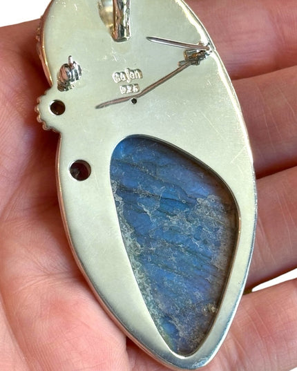 Sajen Bali boneface goddess abalone amethyst sterling silver 925 pendant brooch