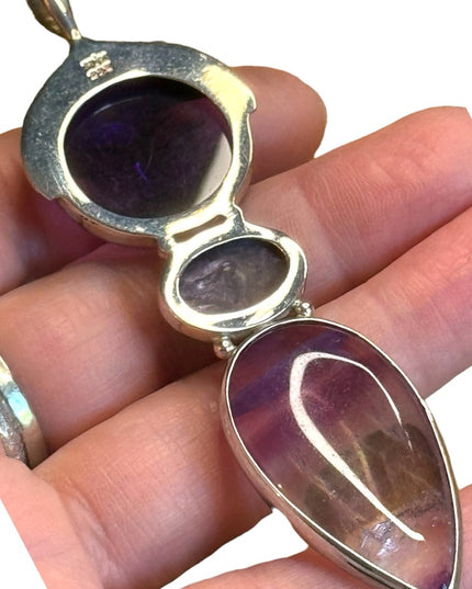 Sajen sterling silver 925 multi gemstone amethyet moonface goddess  pendant