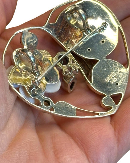 Sajen Bali Sterling silver 925 MOP moonfave goddess multi gemstone heart pendant