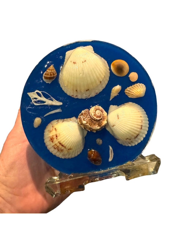 Mid-Century Vintage Lucite And Shell Napkin Holder 1950s outdoor nautical decor