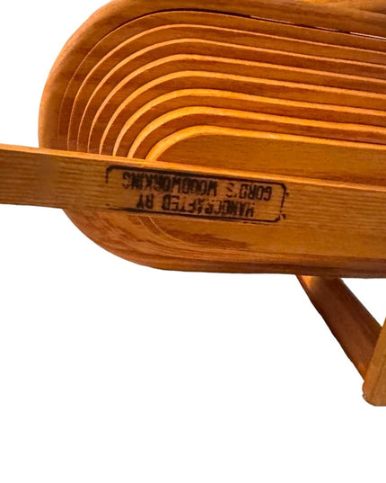 Vintage 1970s wood handmade wood foldomg basket teak