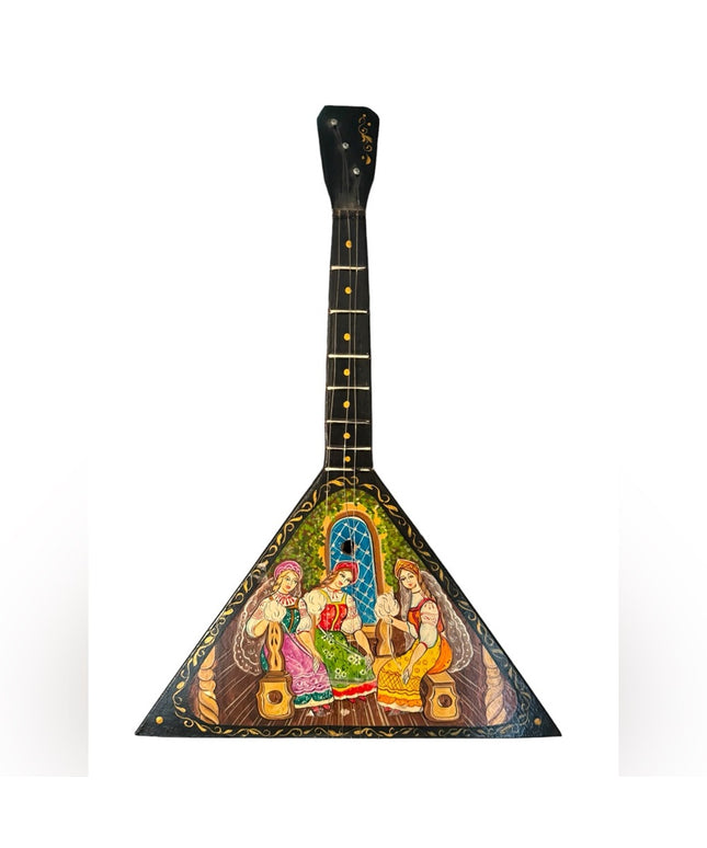 Vintage Russian Balalaika 3 String Instrument decor Guitar folk art hand painted