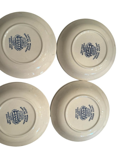 Vintage Woods Ware english pottery blue transfer small condiment bowls