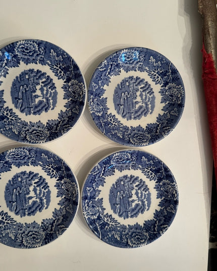 Vintage Woods Ware english pottery blue transfer small condiment bowls