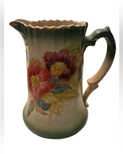 Antique Victorian Ware water jug decor pitcher floral flowers