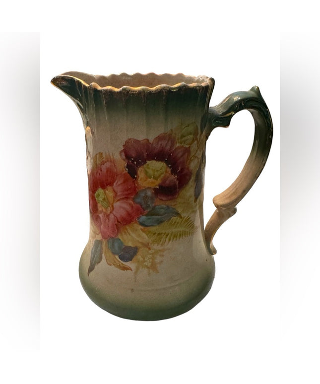 Antique Victorian Ware water jug decor pitcher floral flowers