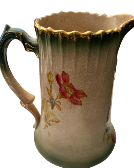 Antique Victorian Ware water jug decor pitcher floral flowers
