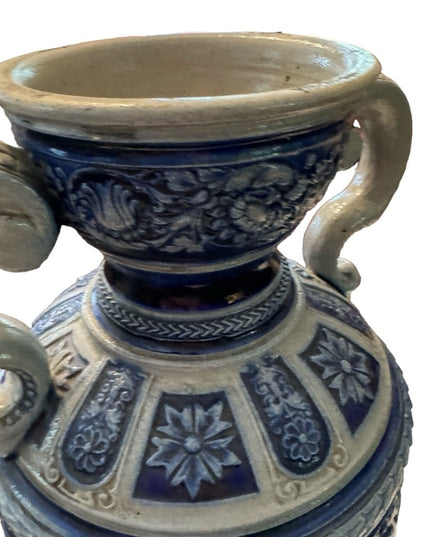 Antique German Salt Glazed Vase Simon Peter Gerz Urn angels art deco